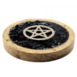 Βάση Στικ Ξύλινη Pentagram με Μαύρη Τουρμαλίνη